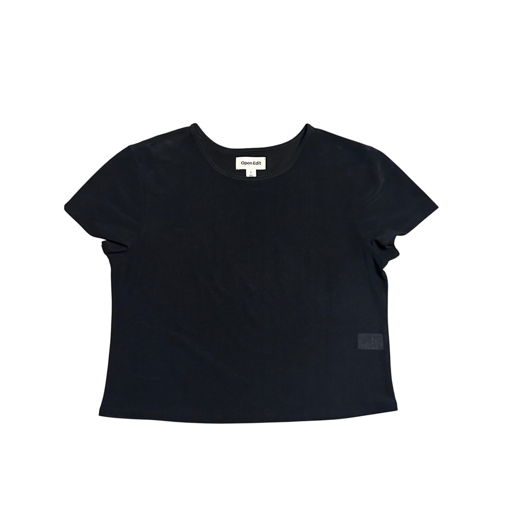 Open Edit Sheer Short‎ Sleeve Tee BLACK Size Large